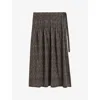 Joseph Lavy Crepe De Chine Print Silk Skirt In Black/escargot