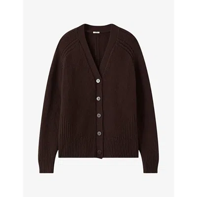 Joseph Womens  Lele V-neck Relaxed-fit Cashmere Cardigan In Brown