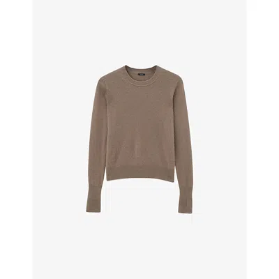 Joseph Womens Mushroom Light Pure Cashmere Round Neck Jumper Xxs In Multi
