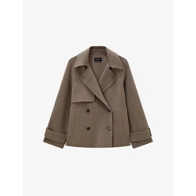Joseph Womens Mushroom Marne Double-face Wool And Cashmere-blend Coat In Brown