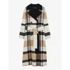 Joseph Merton Reversible Check Wool Coat In Blusher Combo