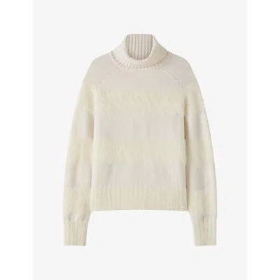 Joseph Womens  Mila Brush-stripe Stretch Alpaca And Wool-blend Jumper In Purple