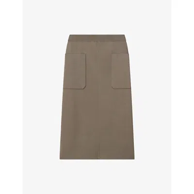 Joseph Womens Mushroom Milano Knit Stretch Midi Skirt In Animal Print