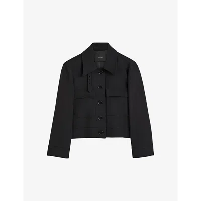 Joseph Womens Black Mistral Flap-pocket Viscose And Wool-blend Jacket