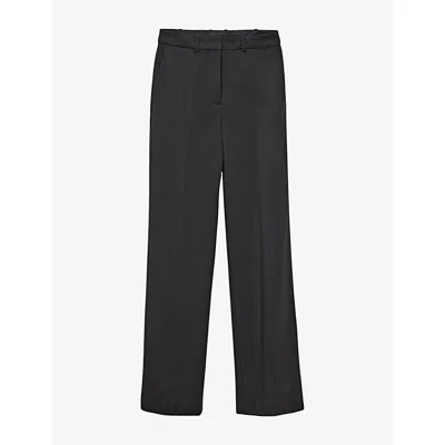 Joseph Womens  Morissey Flared-leg Mid-rise Stretch-wool Trousers In Black