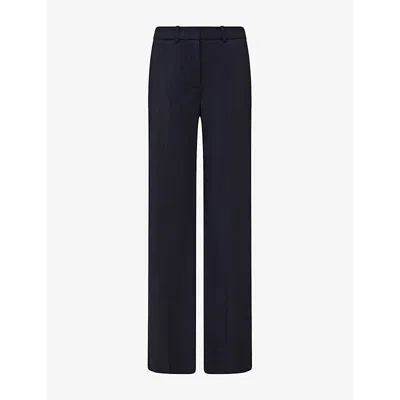 Joseph Womens  Morissey Flared-leg Mid-rise Stretch-wool Trousers In Navy