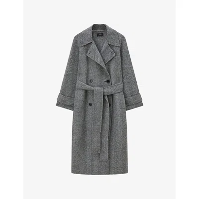 Joseph Womens Ivory/smoke Navarre Linear Double-face Wool Coat