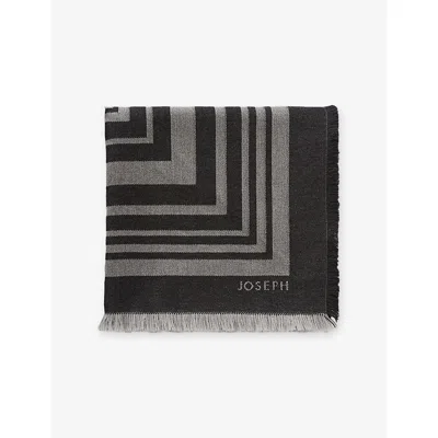 Joseph Womens  Neoma Striped Square Wool Scarf In Graphite/cement