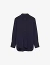 Joseph Womens Navy Relaxed-fit Curved-hem Silk Shirt In Navy