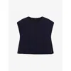 Joseph Womens Navy Round-neck Boxy-fit Cotton T-shirt
