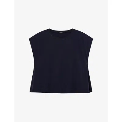 Joseph Womens Navy Round-neck Boxy-fit Cotton T-shirt