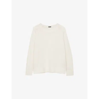 Joseph Womens Round-neck Long-sleeve Cashmere Jumper Ivory