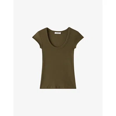Joseph Womens  Saba Ribbed Stretch-cotton Top In Green