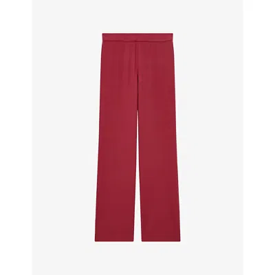 Joseph Womens Ruby Sahel Crepe De Chine Silk Trousers In Burgundy