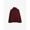 Joseph Light Cardigan Stitch High Neck Jumper In Merlot