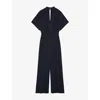 Joseph Womens Navy Sofia Airy Plissé Jumpsuit In Navy