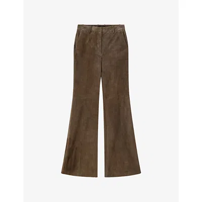 JOSEPH WOMENS MUSHROOM TAFIRA STRETCH-SUEDE TROUSERS