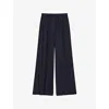 Joseph Womens Navy Thoresby Habotai Wide-leg Silk Trousers In Navy