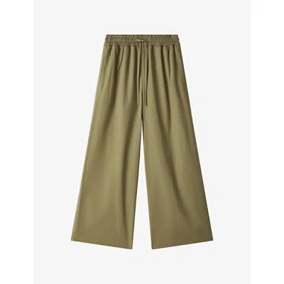 Joseph Womens Fig Leaf Thurla Wide-leg Cotton Trousers In Green