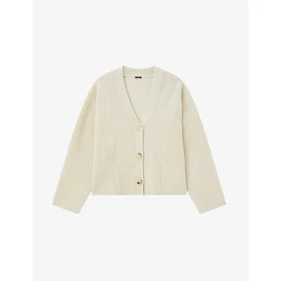 Joseph Womens Affogato V-neck Relaxed-fit Merino-wool Cardigan In Neutral