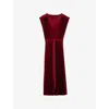Joseph Womens Ruby Volta Knit Weave Plissé Midi Dress In Red