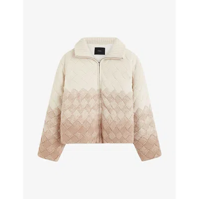 Joseph Womens Weave-knit Gradient-effect Cotton And Silk-blend Down Jacket Ivory/blusher Xs