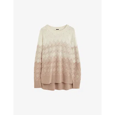 JOSEPH WOMENS IVORY/BLUSHER WEAVE-KNIT GRADIENT-EFFECT COTTON AND SILK-BLEND JUMPER