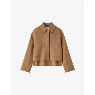 Joseph Womens Kalaa Double-face Wool And Silk-blend Jacket Camel In Nude
