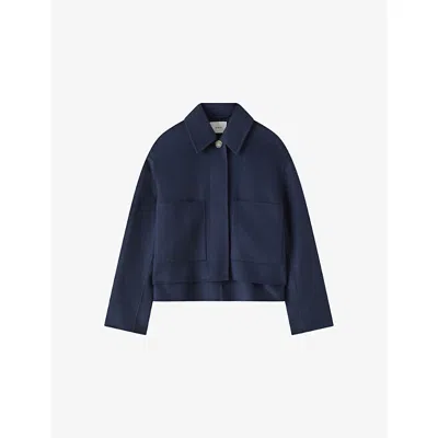 Joseph Womens Kalaa Double-face Wool And Silk-blend Jacket Dark Mineral In Blue