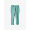 Joseph Womens Lagoon Bing Court Slim-leg Mid-rise Stretch-gabardine Trousers In Green