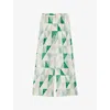 Joseph Womens Lagoon Combo Thoresby Marble-print Silk Trousers