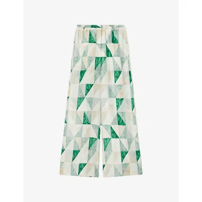 Joseph Womens Lagoon Combo Thoresby Marble-print Silk Trousers