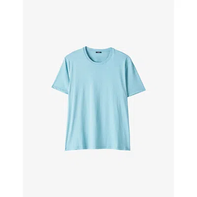 Joseph Womens Lagoon Round-neck Regular-fit Cotton And Silk-blend T-shirt