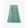 Joseph Womens Lagoon Sully Crinkled Silk Midi Skirt
