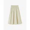 Joseph Womens Affogato Leonie Elasticated-waistband Cotton-sateen Midi Skirt In Neutral