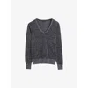 Joseph Lurex Knit V Neck Jumper In Aurora