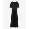 Joseph Womens Lurex V-neck Wool-blend Knitted Midi Dress Black In Black