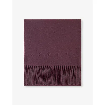 Joseph Womens Maraschino Cecile Brand-embroidered Wool Scarf In Red