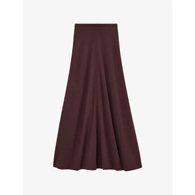 Joseph Womens Maraschino Flared Knitted Jersey Maxi Skirt In Burgundy