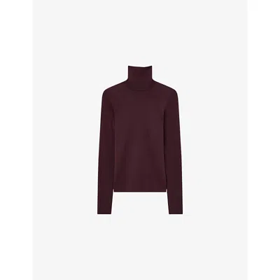 JOSEPH WOMENS HIGH-NECK LONG-SLEEVED SILK-BLEND TOP MARASCHINO