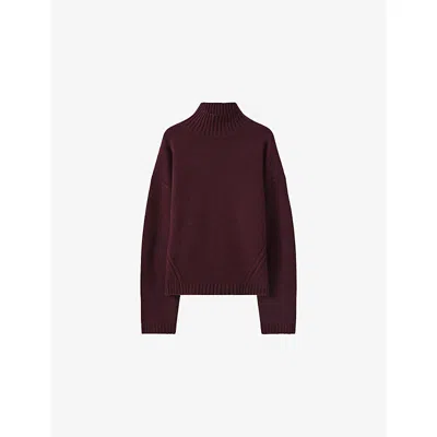 Joseph Womens Maraschino Luxe High-neck Cashmere Jumper In Burgundy