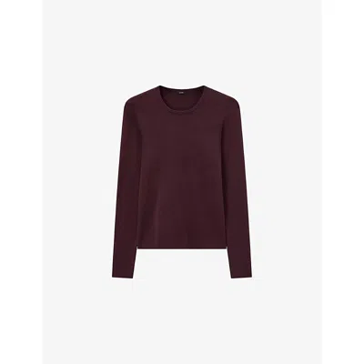 JOSEPH WOMENS JOSEPH ROUND-NECK LONG-SLEEVED SILK-BLEND TOP
