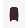 Joseph Fragmented Stripes Mock Neck Top In Burgundy