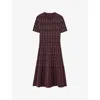 Joseph Fragmented Stripes Dress In Burgundy