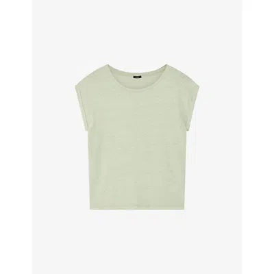 Joseph Womens Matcha Cap-sleeve Linen-jersey Top