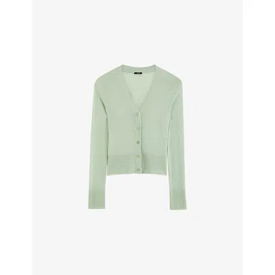 Joseph Womens Matcha Cashair V-neck Cashmere Cardigan Xs