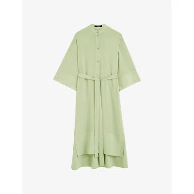 Joseph Womens Darius Detachable-belt Silk Midi Dress Matcha