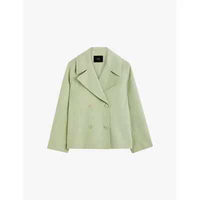 Joseph Womens Gilkes Double-breasted Wool And Silk Jacket Matcha