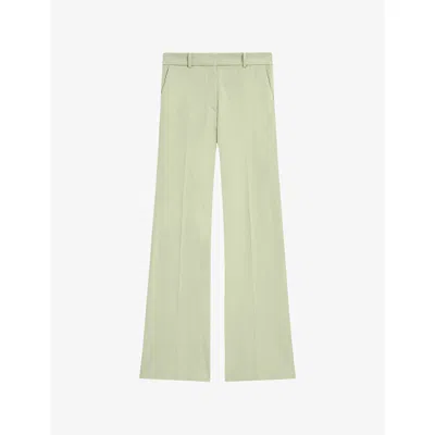 Joseph Womens Matcha Tafira Flared-leg Stretch-woven Trousers
