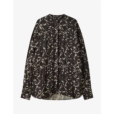 Joseph Womens Millie Leopard-print Metallic-woven Blouse Leopard Combo